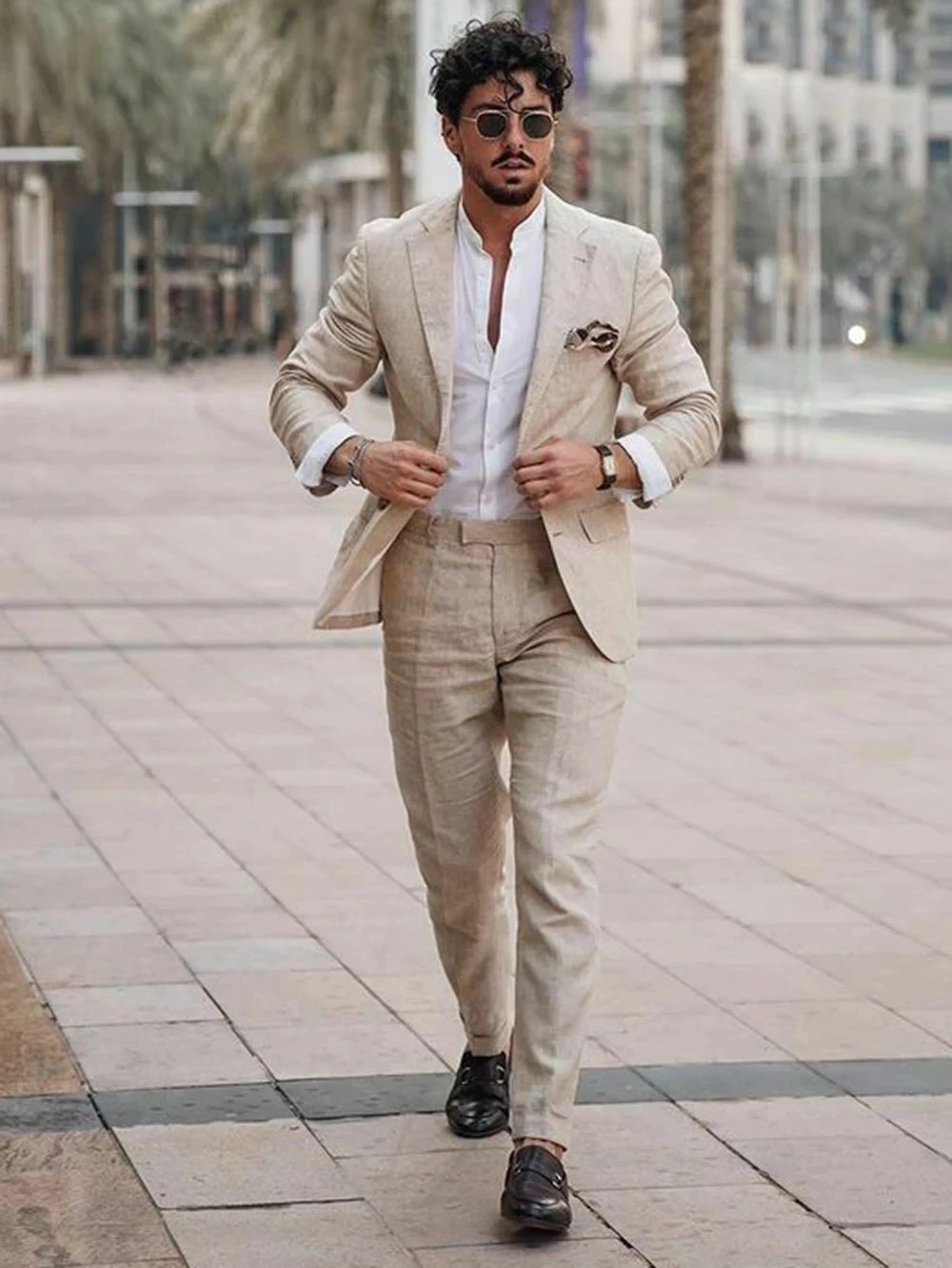 Men'S Formal Wear - Summer Beach Business Linen Men Suits