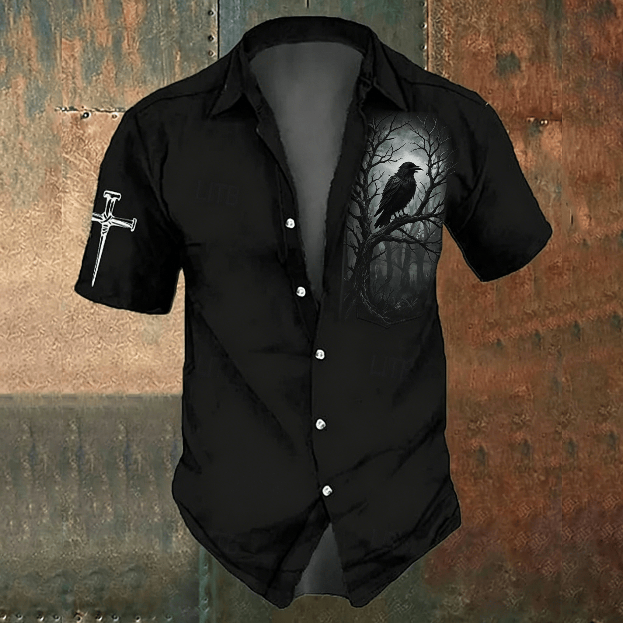 Men's Black Cross Print Casual – обзор и цена Men'S Gothic Formal Wear