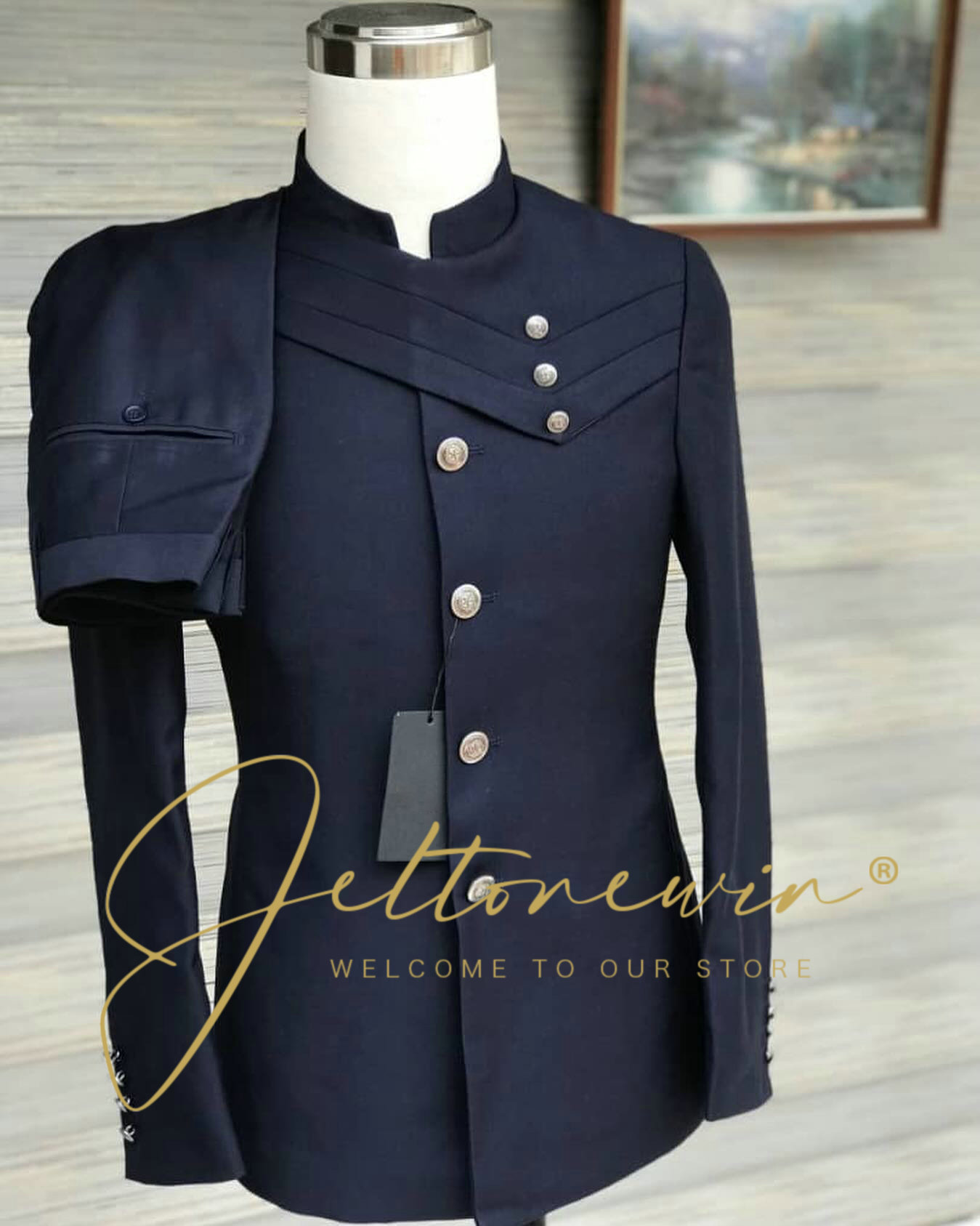 Men's Navy Blue Suit Set with  – обзор и цена Men'S Style Formal Wear