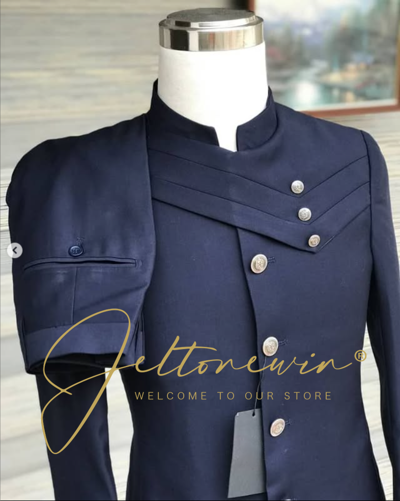 Men's Navy Blue Suit Set with  – обзор и цена Men'S Style Formal Wear