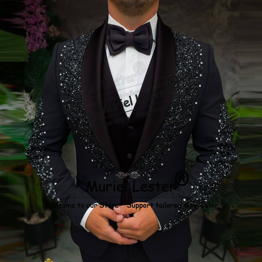 Sparkly Crystals Beaded Suits  – обзор и цена Men'S Style Formal Wear